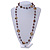 Long Glass and Shell Bead with Silver Tone Metal Wire Element Necklace In Brown - 120cm L - view 2