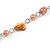 Long Glass and Shell Bead with Silver Tone Metal Wire Element Necklace In Peach Orange - 120cm - view 4