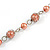 Long Glass and Shell Bead with Silver Tone Metal Wire Element Necklace In Peach Orange - 120cm - view 5