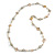 Long Glass and Shell Bead with Silver Tone Metal Wire Element Necklace In Cream/ Antique White - 120cm L - view 3