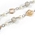 Long Glass and Shell Bead with Silver Tone Metal Wire Element Necklace In Cream/ Antique White - 120cm L - view 5
