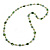 Long Glass and Shell Bead with Silver Tone Metal Wire Element Necklace In Green - 120cm - view 3