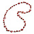 Long Glass and Shell Bead with Silver Tone Metal Wire Element Necklace In Red - 120cm - view 3