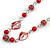 Long Glass and Shell Bead with Silver Tone Metal Wire Element Necklace In Red - 120cm - view 4