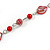 Long Glass and Shell Bead with Silver Tone Metal Wire Element Necklace In Red - 120cm - view 5