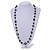 Long Glass and Shell Bead with Silver Tone Metal Wire Element Necklace In Black - 120cm L - view 2