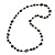 Long Glass and Shell Bead with Silver Tone Metal Wire Element Necklace In Black - 120cm L - view 3