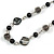Long Glass and Shell Bead with Silver Tone Metal Wire Element Necklace In Black - 120cm L - view 4