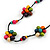 Stunning Multicoloured Wood Flower Black Cotton Cord Long Necklace - 90cm L - view 2