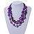 Multistrand Purple Sea Shell and Glass Bead Necklace - 60cm Long - view 2