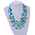 Multistrand Light Blue Sea Shell and Glass Bead Necklace - 60cm Long - view 2