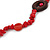 Long Red Semiprecious Stone, Ceramic Bead, Brown Wood Ring Necklace - 106cm L - view 5