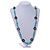 Long Turquoise Stone, Ceramic Bead, Brown Wood Ring Necklace - 102cm L - view 2