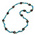 Long Turquoise Stone, Ceramic Bead, Brown Wood Ring Necklace - 102cm L - view 3