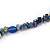 Long Blue Semiprecious Stone, Ceramic Bead, Brown Wood Ring Necklace - 102cm L - view 5
