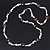 Long White Semiprecious Stone, Ceramic Bead, Brown Wood Ring Necklace - 102cm L - view 7