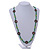 Long Forest Green Semiprecious Stone, Ceramic Bead, Brown Wood Ring Necklace - 106cm L - view 3