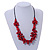 Cherry Red Wood Bead Cluster Black Cotton Cord Necklace - 76cm L/ Adjustable - view 2