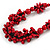 Cherry Red Wood Bead Cluster Black Cotton Cord Necklace - 76cm L/ Adjustable - view 3