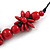 Cherry Red Wood Bead Cluster Black Cotton Cord Necklace - 76cm L/ Adjustable - view 4