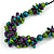 Teal/ Purple/ Lime Green Wood Bead Cluster Black Cotton Cord Necklace - 76cm L/ Adjustable - view 3