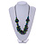Teal/ Purple/ Lime Green Wood Bead Cluster Black Cotton Cord Necklace - 76cm L/ Adjustable - view 2