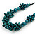 Teal Wood Bead Cluster Black Cotton Cord Necklace - 76cm L/ Adjustable - view 5