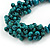 Teal Wood Bead Cluster Black Cotton Cord Necklace - 76cm L/ Adjustable - view 6