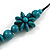 Teal Wood Bead Cluster Black Cotton Cord Necklace - 76cm L/ Adjustable - view 7