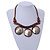 Statement Mother Of Pearl, Brown Wood Bead Cotton Cord Necklace - 42cm L (Min)/ Adjustable - view 2