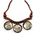 Statement Mother Of Pearl, Brown Wood Bead Cotton Cord Necklace - 42cm L (Min)/ Adjustable - view 3