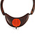 Statement Wooden Bib Style Necklace with Orange Ceramic Bead - Adjustable - view 3