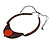 Statement Wooden Bib Style Necklace with Orange Ceramic Bead - Adjustable - view 4