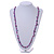 Purple Glass and Shell Bead Long Necklace - 106cm Long - view 2