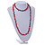 Red Glass and Shell Bead Long Necklace - 106cm Long - view 2