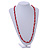 Red Glass and Shell Bead Long Necklace - 106cm Long - view 3