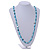 Light Blue Glass and Shell Bead Long Necklace - 106cm Long - view 2
