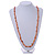 Peach Glass and Orange Shell Bead Long Necklace - 106cm Long - view 2