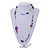 Long Purple/ Transparent Shell, Acrylic, Wood Bead Necklace - 116cm L - view 2
