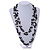 Long Black Glass Bead, Sea Shell with Silver Tone Chain Necklace - 140cm L - view 2