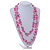 Long Pink Glass Bead, Sea Shell with Silver Tone Chain Necklace - 140cm L - view 5