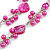 Long Pink Glass Bead, Sea Shell with Silver Tone Chain Necklace - 140cm L - view 4