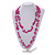 Long Pink Glass Bead, Sea Shell with Silver Tone Chain Necklace - 140cm L - view 3