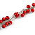 Long Red Glass Bead, Sea Shell with Silver Tone Chain Necklace - 140cm L - view 7