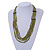 Multistrand Layered Olive Green Glass Bead Necklace - 66cm L - view 2