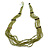 Multistrand Layered Olive Green Glass Bead Necklace - 66cm L - view 3