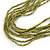 Multistrand Layered Olive Green Glass Bead Necklace - 66cm L - view 4