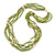 Multistrand Lime Green Glass Bead Cream Faux Pearl Long Necklace - 70cm L - view 3