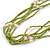 Multistrand Lime Green Glass Bead Cream Faux Pearl Long Necklace - 70cm L - view 4