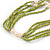 Multistrand Lime Green Glass Bead Cream Faux Pearl Long Necklace - 70cm L - view 6